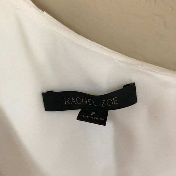 Rachel Zoe White One Shoulder Statement Ruffle Mini Dress Sz 2 Coquette - Picture 7 of 9